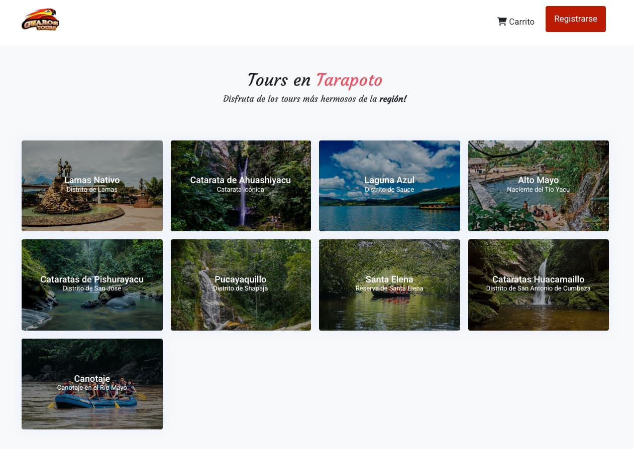 Sitio web Comercial Venta de Tours - Tarapoto
